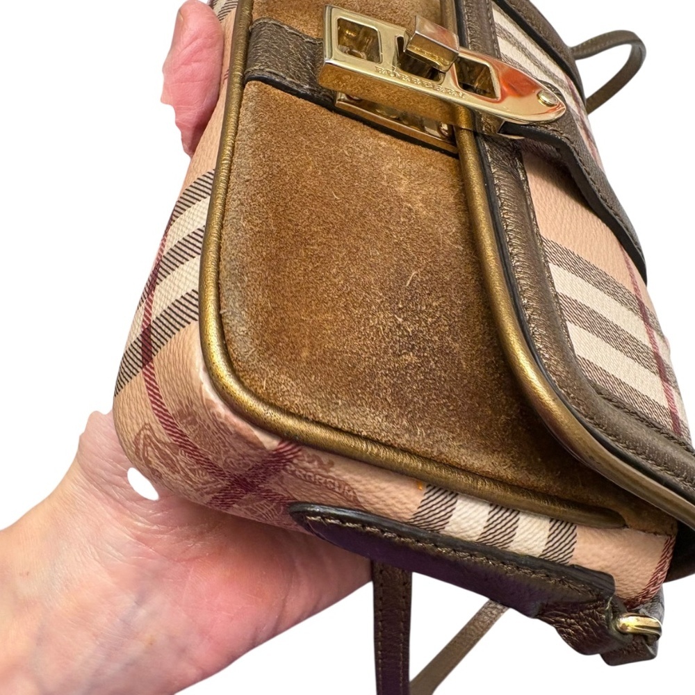 Burberry Beige Suede/Leather Berkeley Mini Crossbody Bag. - Picture 7 of 9